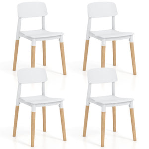 Modern Dining Side Chairs Set of 4 with Ergonomic Backrest for Dining Room-White