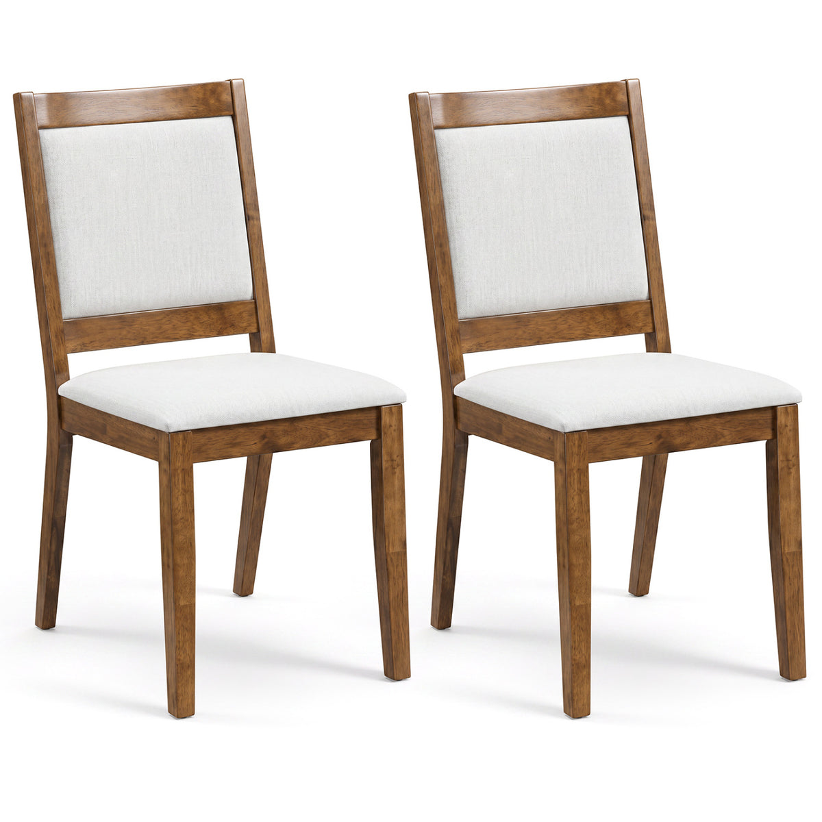 Modern Dining Upholstered Kitchen Chair Set of 2 with Padded Backrest-Brown
