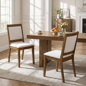 Modern Dining Upholstered Kitchen Chair Set of 2 with Padded Backrest-Brown