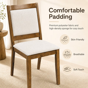 Modern Dining Upholstered Kitchen Chair Set of 2 with Padded Backrest-Brown