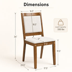 Modern Dining Upholstered Kitchen Chair Set of 2 with Padded Backrest-Brown