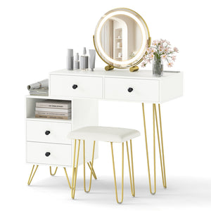 Modern Dressing Table with Storage Cabinet-Off white