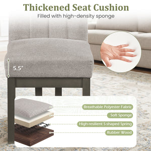 Modern Farmhouse Fabric Dining Chairs Set of 2 with 5.5" Thickened Padded Seat-Gray