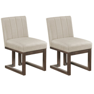 Modern Farmhouse Fabric Dining Chairs Set of 2 with 5.5" Thickened Padded Seat-Walnut
