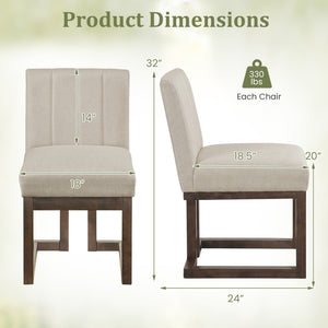 Modern Farmhouse Fabric Dining Chairs Set of 2 with 5.5" Thickened Padded Seat-Walnut