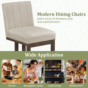 Modern Farmhouse Fabric Dining Chairs Set of 2 with 5.5" Thickened Padded Seat-Walnut