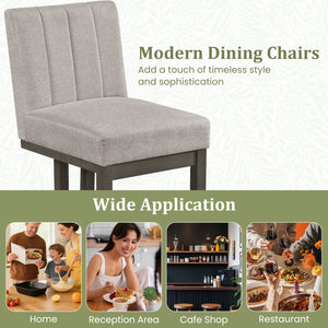 Modern Farmhouse Fabric Dining Chairs Set of 4 with 5.5" Thickened Padded Seat-Gray
