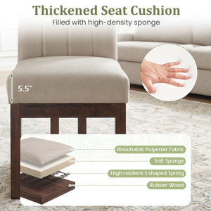 Modern Farmhouse Fabric Dining Chairs Set of 4 with 5.5" Thickened Padded Seat-Walnut