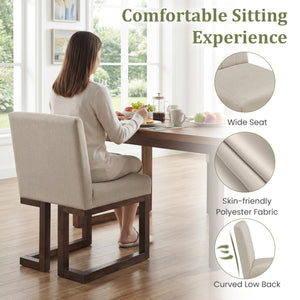 Modern Farmhouse Fabric Dining Chairs Set of 4 with 5.5" Thickened Padded Seat-Walnut