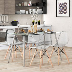 Modern Glass Rectangular Dining Table with Metal Legs-Silver by DirectDeals