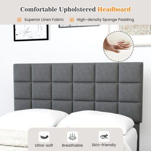 Full Size Modern Linen Bed Frame with Adjustable Headboard-Gray