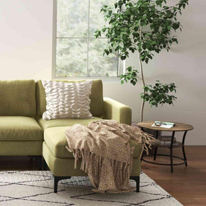 Modern Living Room Set: Modular L-shaped Sectional Sofa  Lift Top Coffee Table & 3-Globe Floor Lamp