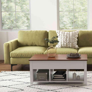 Modern Living Room Set: Modular L-shaped Sectional Sofa  Lift Top Coffee Table & 3-Globe Floor Lamp