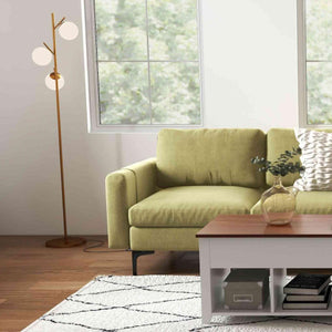 Modern Living Room Set: Modular L-shaped Sectional Sofa  Lift Top Coffee Table & 3-Globe Floor Lamp