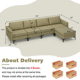 Modern Fabric Sofa and Accent Chair with 2 Side Table for Living Room