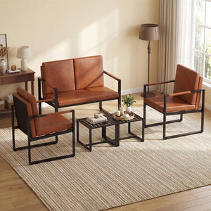 Modern Loveseat Sofa 2 Seater Small Couch-Brown