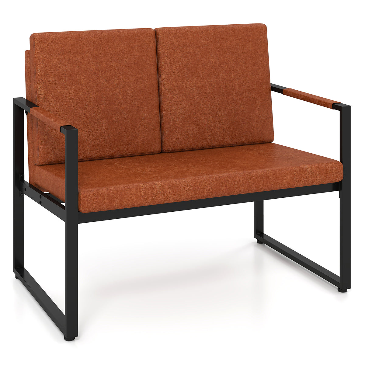 Modern Loveseat Sofa 2 Seater Small Couch-Brown
