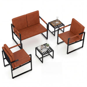 Modern Loveseat Sofa 2 Seater Small Couch-Brown