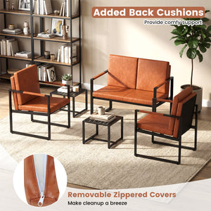 Modern Loveseat Sofa 2 Seater Small Couch-Brown