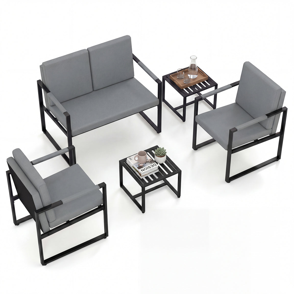 Modern Loveseat Sofa 2 Seater Small Couch-Gray