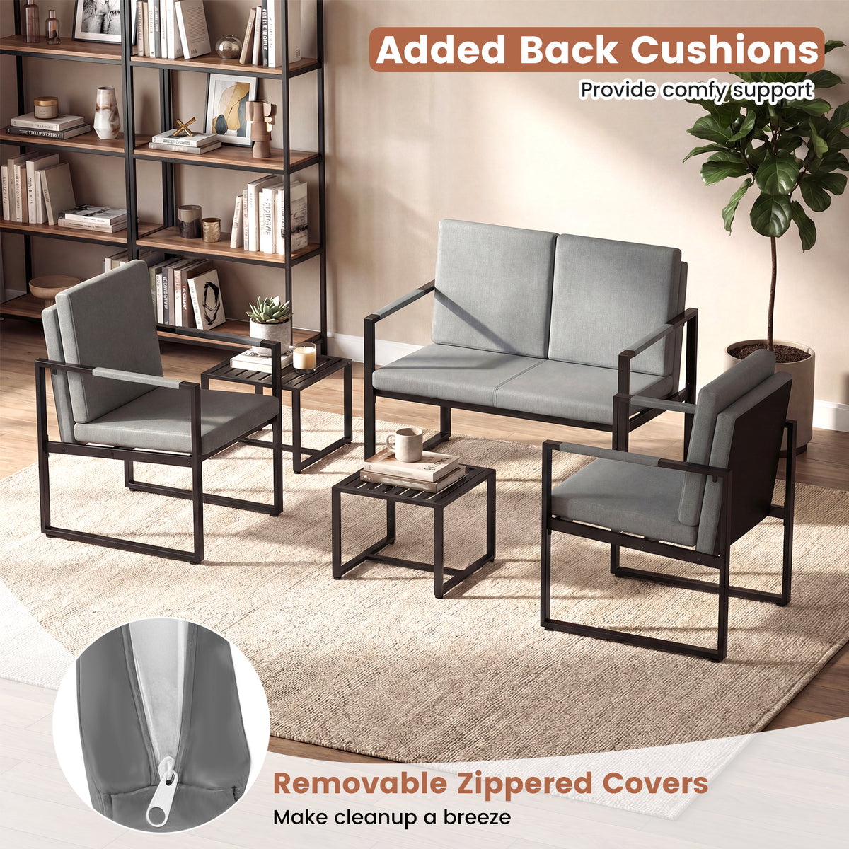 Modern Loveseat Sofa 2 Seater Small Couch-Gray