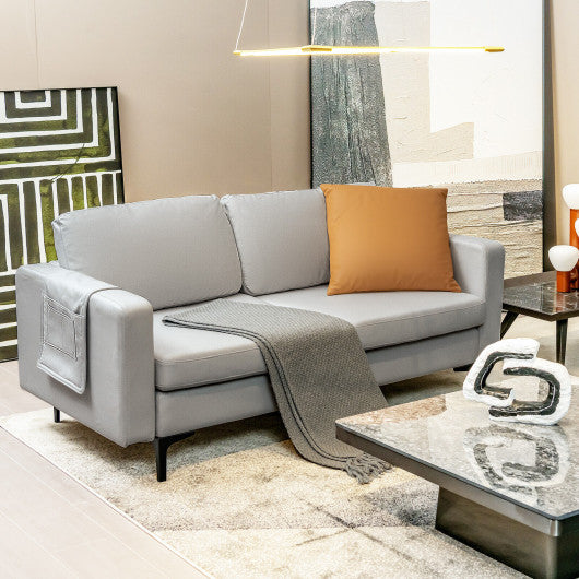 Modern Loveseat Sofa Couch with Side Storage Pocket-Light Gray