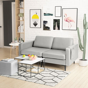 Modern Loveseat Sofa Couch with Side Storage Pocket-Light Gray