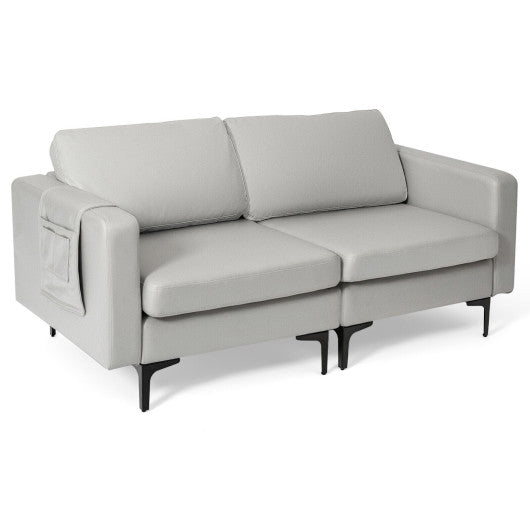 Modern Loveseat Sofa Couch with Side Storage Pocket-Light Gray