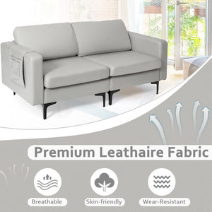 Modern Loveseat Sofa Couch with Side Storage Pocket-Light Gray