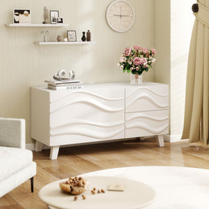 Modern Mid Century TV Stand  with Drawers for 44 Inch TV-White