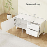Modern Mid Century TV Stand  with Drawers for 44 Inch TV-White