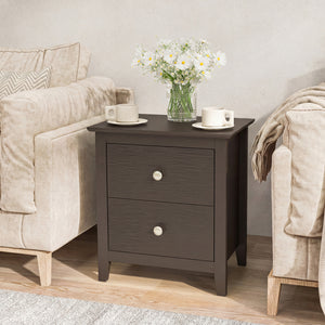 Modern Nightstand with 2 Drawers for Small Spaces-Brown
