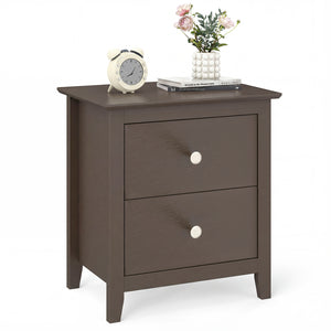 Modern Nightstand with 2 Drawers for Small Spaces-Brown