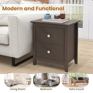 Modern Nightstand with 2 Drawers for Small Spaces-Brown
