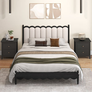 Modern Nightstand with 2 Drawers for Small Spaces-Black