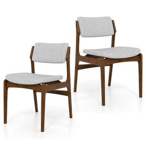 Modern Padded Dining Chairs with Rubber Wood Legs Set of 2-Brown