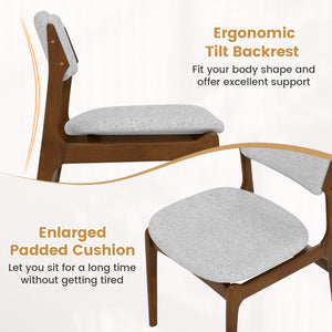 Modern Padded Dining Chairs with Rubber Wood Legs Set of 4-Brown