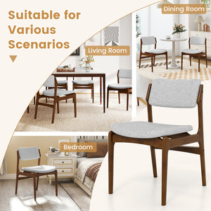 Modern Padded Dining Chairs with Rubber Wood Legs Set of 4-Brown