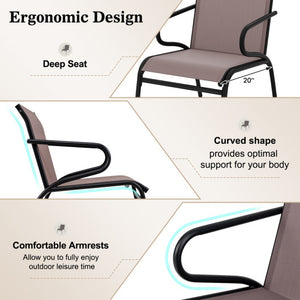 Wooden Patio Chairs Set of 2 with Inclined Backrests