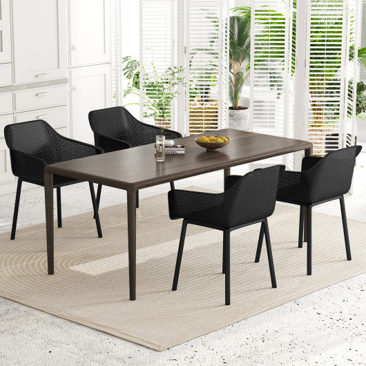 Modern Plastic Dining Chairs Set of 2 Kitchen Armchairs with Breathable Mesh Backres-Black
