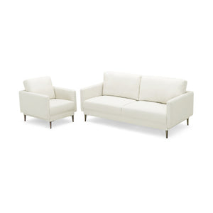 Modern Sofa Couch with Solid Metal Legs and Removable Backrest Cushion-White