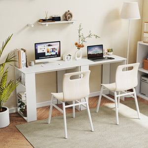Computer Desk with Bookshelf for Small Space-White