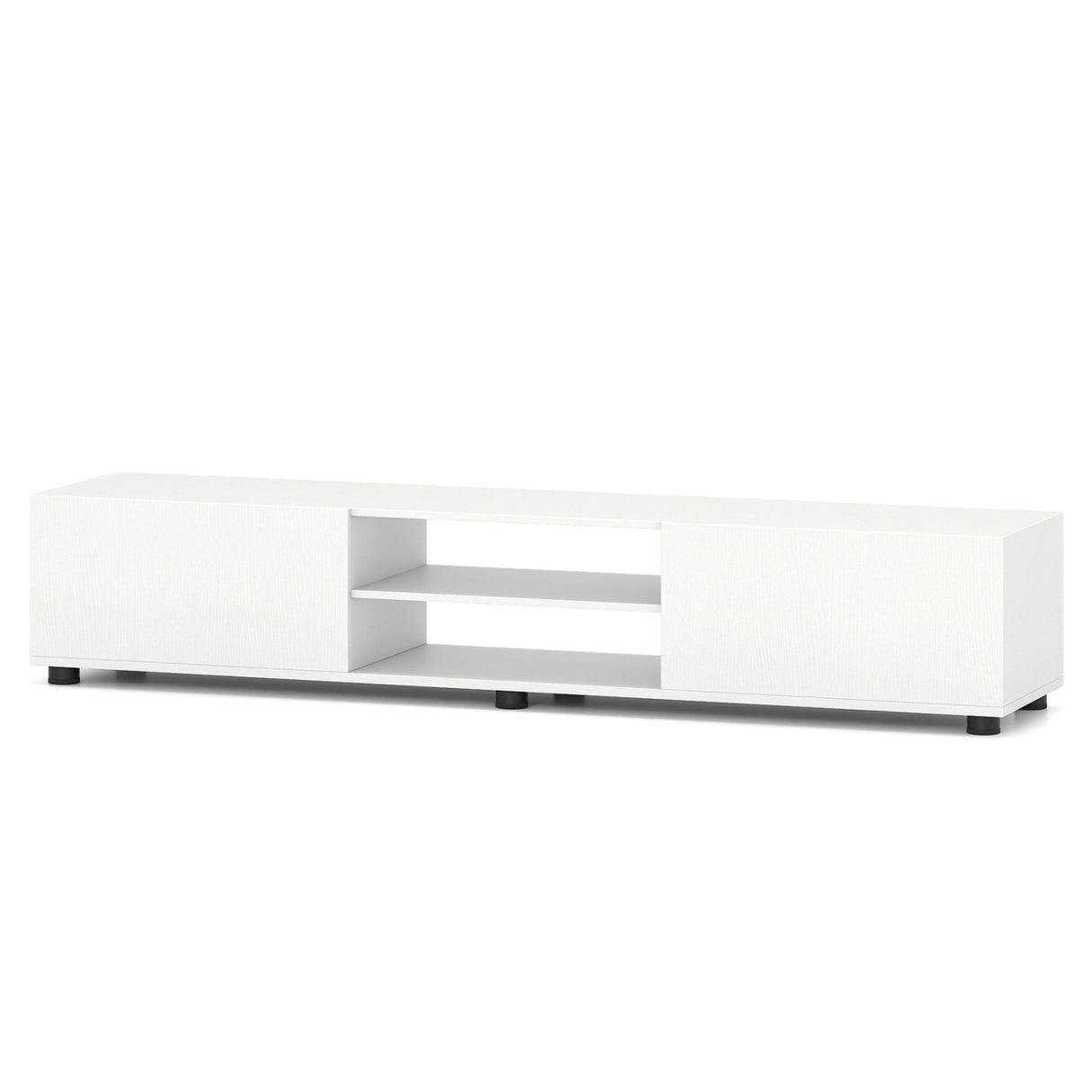 Modern TV Stand for up to 70" TVs Minimalist Entertainment Center with 2 Doors and Open Shelves-White