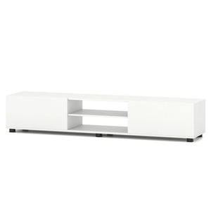 Modern TV Stand for up to 70" TVs Minimalist Entertainment Center with 2 Doors and Open Shelves-White