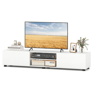 Modern TV Stand for up to 70" TVs Minimalist Entertainment Center with 2 Doors and Open Shelves-White