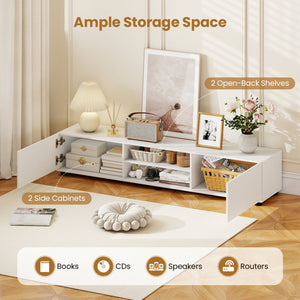 Modern TV Stand for up to 70" TVs Minimalist Entertainment Center with 2 Doors and Open Shelves-White