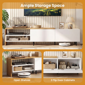 Modern TV Stand for 80 Inches TVs with Storage Shelves and Cabinets-White