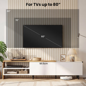 Modern TV Stand for 80 Inches TVs with Storage Shelves and Cabinets-White