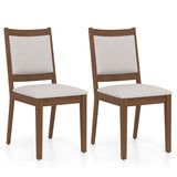 Modern Dining Upholstered Kitchen Chair Set of 2 with Padded Backrest-Brown