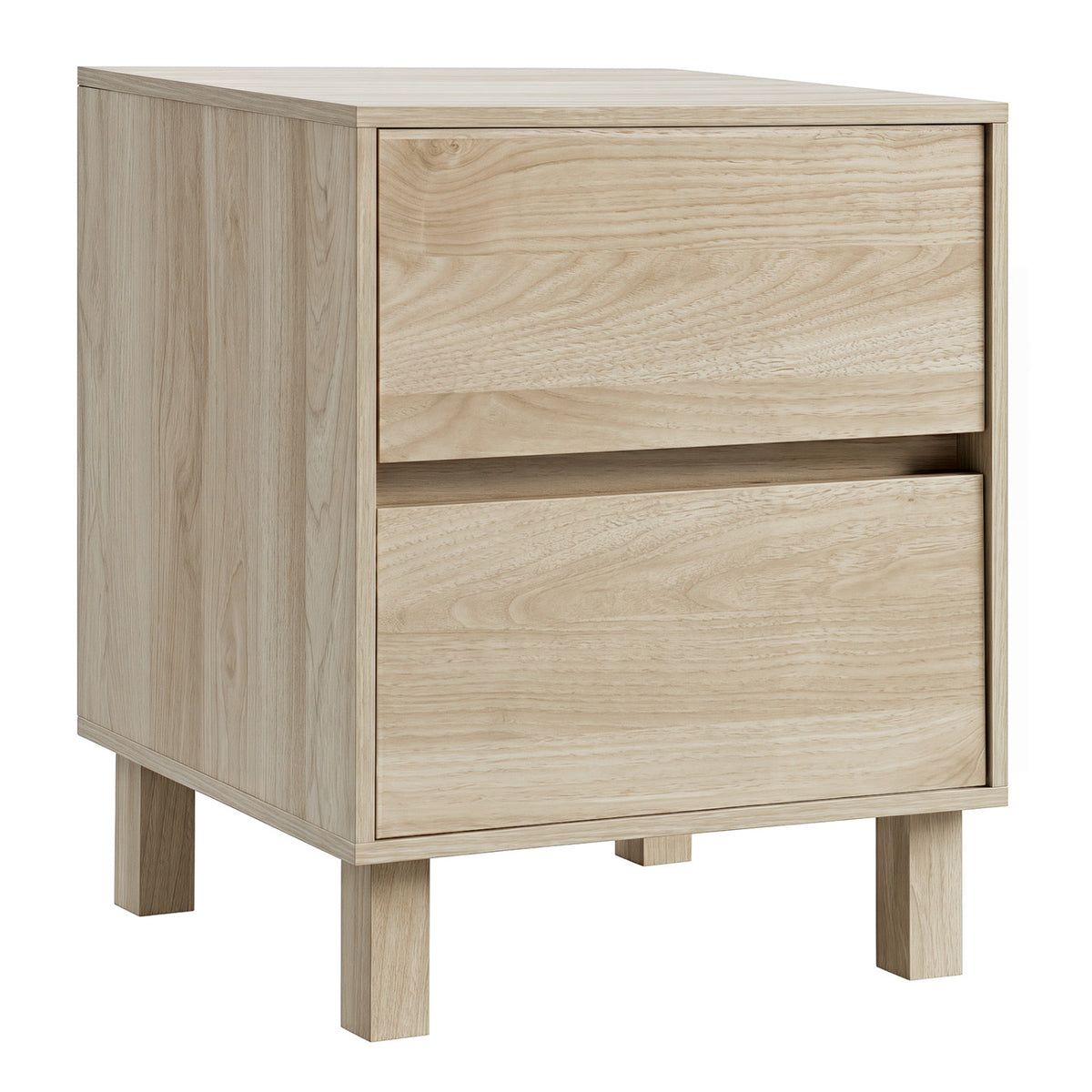 Modern WoodenEnd Table with 2 Storage Drawers-Natural
